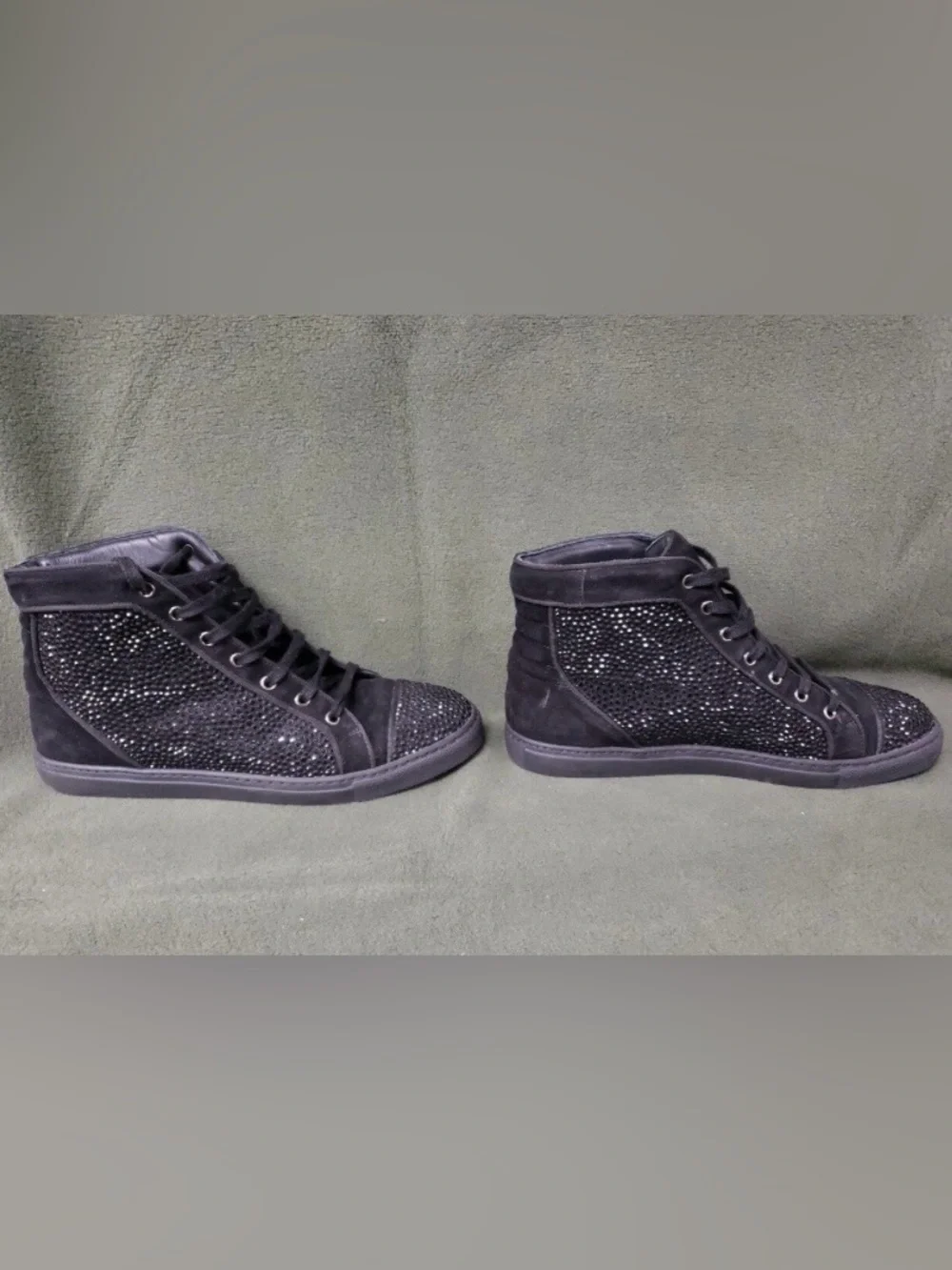 Louis Leeman Black Suede High Top Sneakers with Studded Detail - Picture 3 of 6